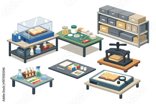 Book Restoration Workshop Setup