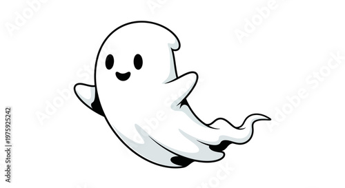 Cute cartoon ghost illustration with a friendly expression.