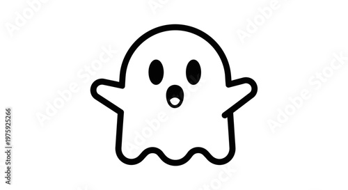 Cute Little Ghost Line Art Illustration.