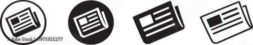 Newspaper icon set, vector EPS for news, media, journalism, press, headlines, and publication.