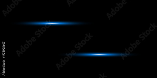 Laser lines of light. Horizontal neon light.