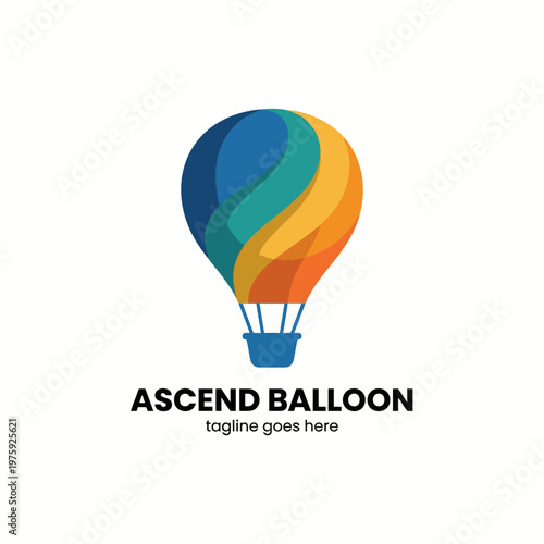 A sophisticated hot air balloon logo in flowing colors, perfect for brands specializing in events, travel planning, and experiences that represent freedom, joy, and elegance.