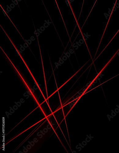 Dramatic abstract with red lines against a stark black background