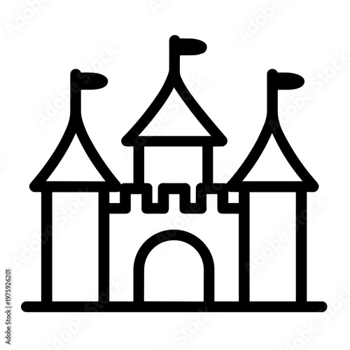 Minimalist medieval castle fantasy vector icon