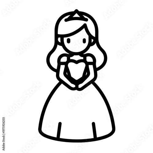 Minimalist cute princess fairy tale vector icon