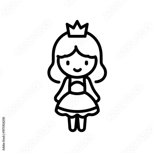 Minimalist cute princess fairy tale vector icon
