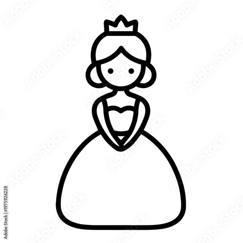 Minimalist cute princess fairy tale vector icon