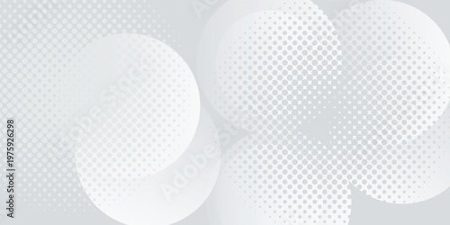 Abstract background with circles and halftone dots pattern. Grey and white backdrop. eps 10