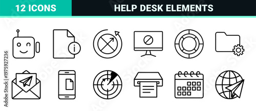 Minimalist outline customer support and contact us shapes.