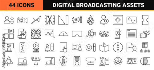 Minimalist content creator and social media outline icons.