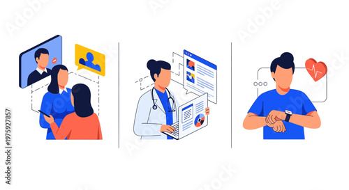 Digital health services for patient care with remote doctor consultation and smart wearable heart monitoring tech