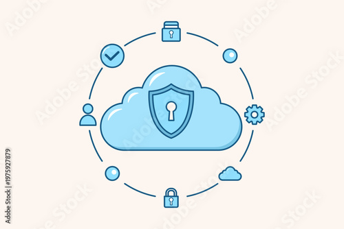 Cybersecurity in Cloud Computing Illustration.eps