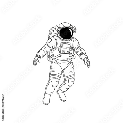 Astronaut floating in outer space suit.