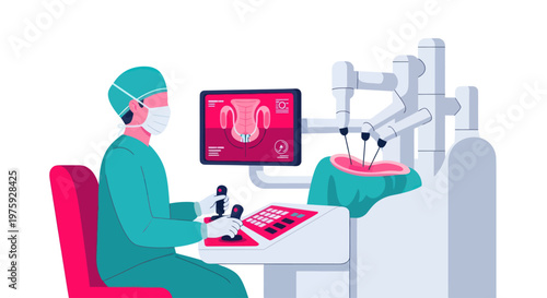 A surgeon performs advanced robotic surgery with precision technology.