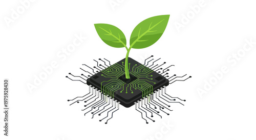 Φωτογραφία Green technology growth from a computer chip.
