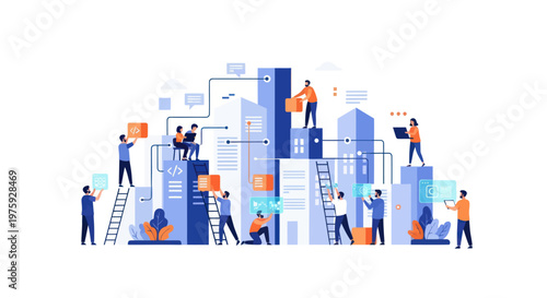 Team of developers working together on a digital project.