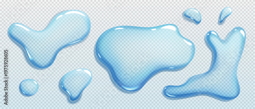 Liquid spills, water drops and puddles