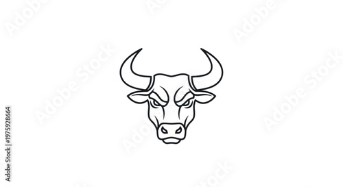 Minimalist bull head line art illustration for logo or mascot design.