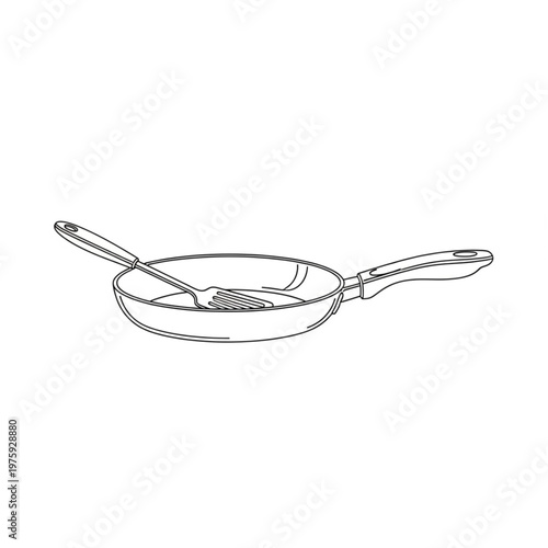 Frying pan with a wooden handle.