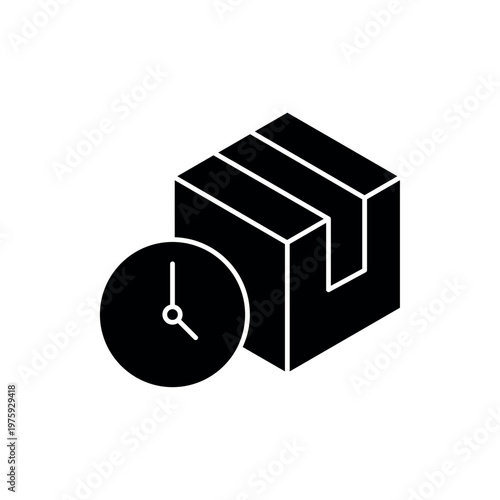 icon a product lifespan with package box and time clock symbol, isolated against a clean background