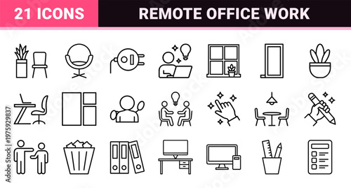 Minimalist Coworking and Office Workspace Line Art