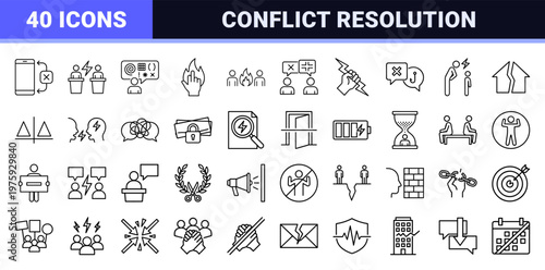 Conflict and toxic communication minimalist outline graphic concepts