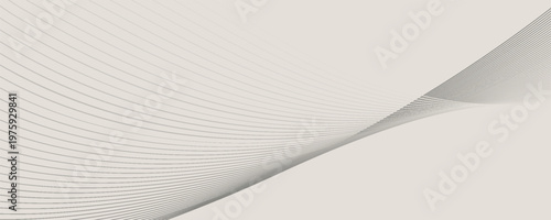Minimalistic template with dynamic lines in muted light cofee, beige-gray tones. Minimal wall art. Place for logos, messages, text placement.