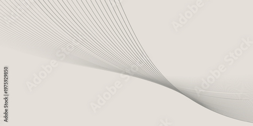 Minimalistic template with dynamic lines in muted light cofee, beige-gray tones. Minimal wall art. Place for logos, messages, text placement.