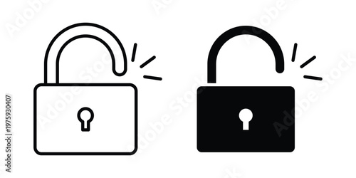 Unlock icon. glyph solid icons collection. Line icons