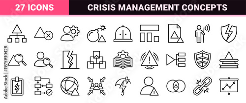 Minimalist crisis management and business strategy outline concepts.
