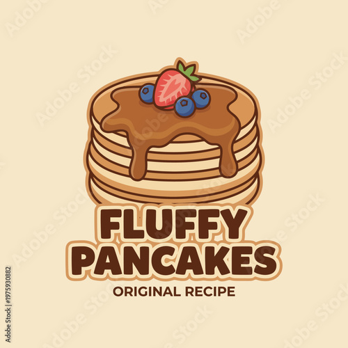 An enticing stack of fluffy pancakes adorned with berries and syrup captures the essence of breakfast joy, perfect for food lovers and culinary promotions.