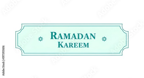 Elegant ramadan kareem text banner with teal islamic geometric patterns and star accents