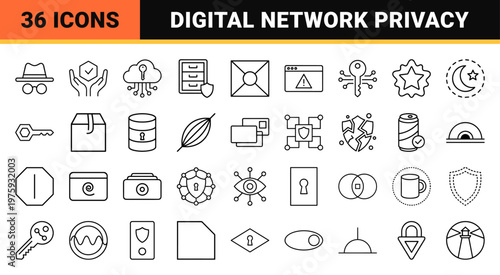 Minimalist cyber safety and network privacy outline elements.