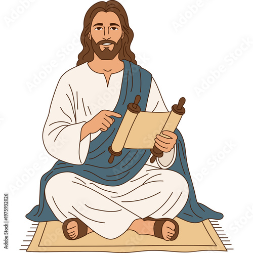 Jesus Christ Teaching From Scroll