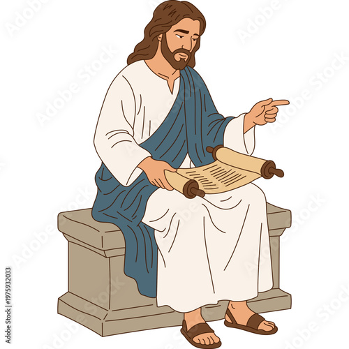 Jesus Christ Reading Ancient Scroll