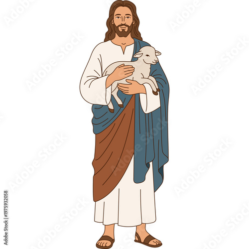 Jesus Christ Good Shepherd illustration