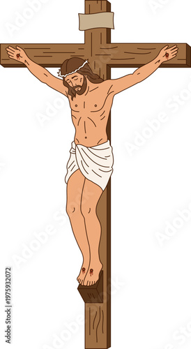 Jesus Christ Crucifixion Vector Illustration