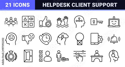 Minimalist customer service and technical support outline shapes.