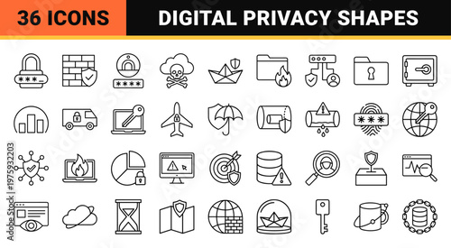 Cybersecurity And Data Protection Minimalist Line Art Grid