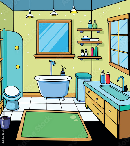 Modern design washroom with hot tub