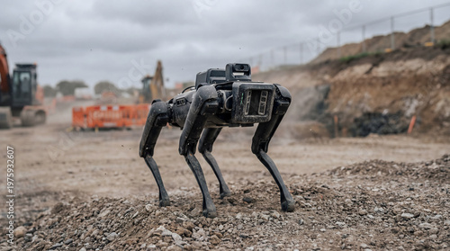 Boston dynamics spot robot dog on construction site
