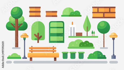Modular Park Elements Flat Vector