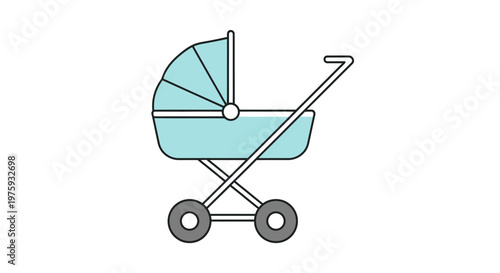Cartoon baby carriage in pastel colors against a white background vector illustration