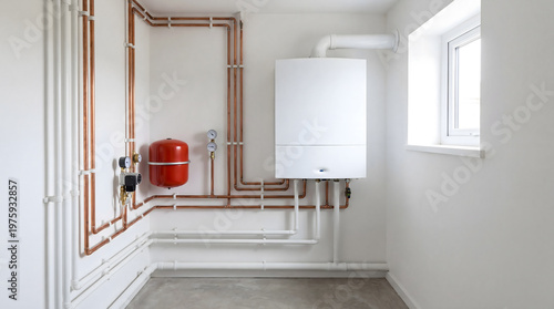 Gas boiler and central heating system in utility room