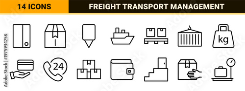 Logistics and shipping line icons for delivery and transport services