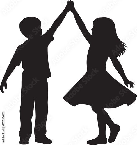 African American couple dancing boogie woogie, black and white vector silhouette