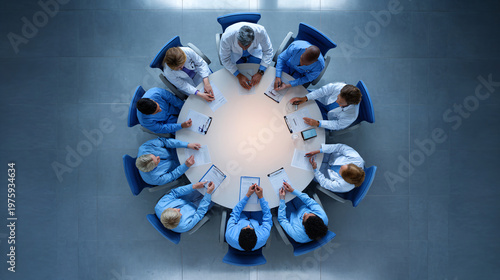 Medical team meeting at round table