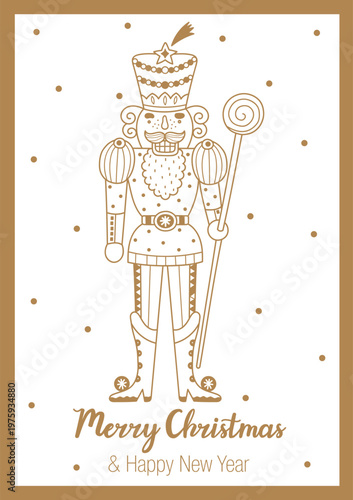 Christmas Nutcracker.Toy Soldier. Greeting card. Perfect for Christmas, New Year, and winter holiday.