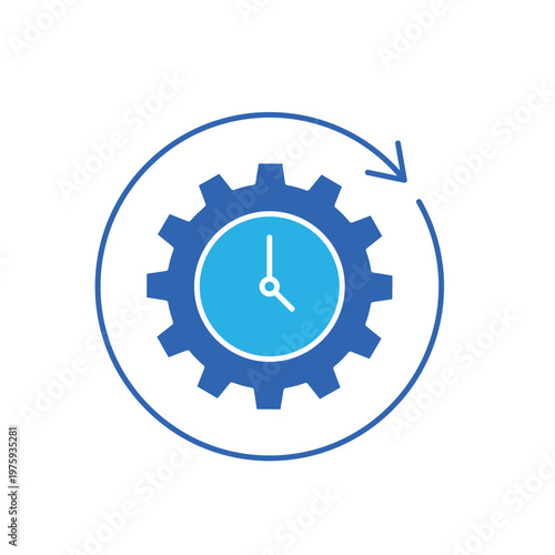 icon an efficiency with mechanical gear and time clock circular arrows, isolated against a clean background.