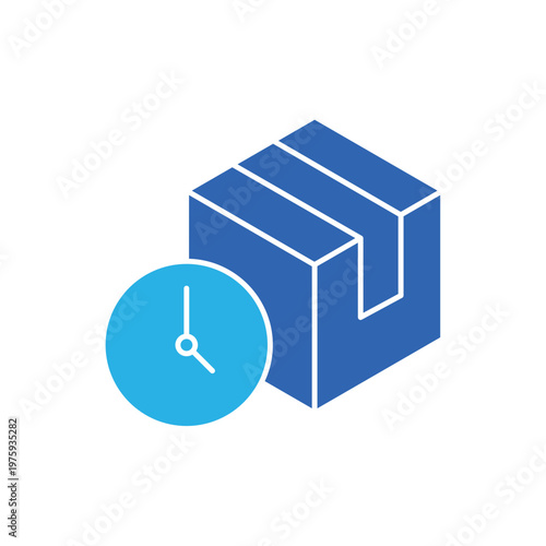 icon a product lifespan with package box and time clock symbol, isolated against a clean background